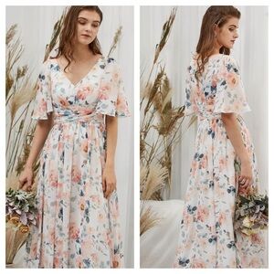 MissJophiel Ruffled Tea Length Pink Bridesmaid, Prom Dress, New with Tags